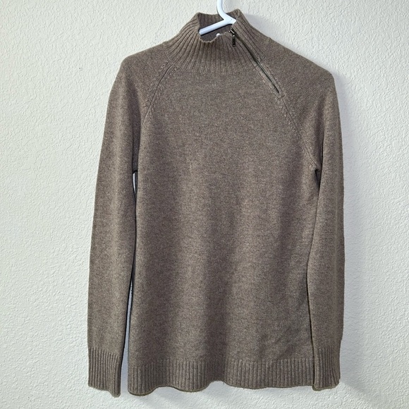 Garnet Hill 100% Cashmere Sweater Zip neck - Picture 2 of 6